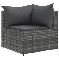 vidaXL 10 Piece Patio Sofa Set with Cushions Gray Poly Rattan