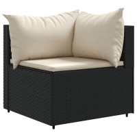 vidaXL 11 Piece Patio Sofa Set with Cushions Black Poly Rattan