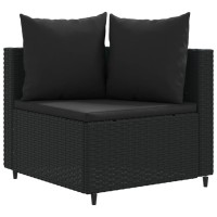 vidaXL 5 Piece Patio Sofa Set with Cushions Black Poly Rattan