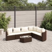 vidaXL 7 Piece Patio Sofa Set with Cushions Brown Poly Rattan