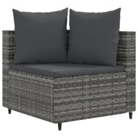 vidaXL 7 Piece Patio Sofa Set with Cushions Gray Poly Rattan