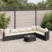 vidaXL 8 Piece Patio Sofa Set with Cushions Black Poly Rattan