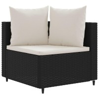 vidaXL 8 Piece Patio Sofa Set with Cushions Black Poly Rattan