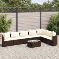 vidaXL 8 Piece Patio Sofa Set with Cushions Brown Poly Rattan