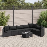 vidaXL 8 Piece Patio Sofa Set with Cushions Black Poly Rattan