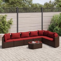 vidaXL 8 Piece Patio Sofa Set with Cushions Brown Poly Rattan