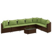 vidaXL 8 Piece Patio Sofa Set with Cushions Brown Poly Rattan