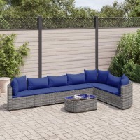 vidaXL 8 Piece Patio Sofa Set with Cushions Gray Poly Rattan