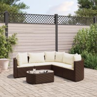 vidaXL 6 Piece Patio Sofa Set with Cushions Brown Poly Rattan