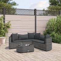 vidaXL 6 Piece Patio Sofa Set with Cushions Gray Poly Rattan