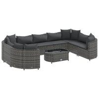 vidaXL 10 Piece Patio Sofa Set with Cushions Gray Poly Rattan