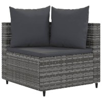 vidaXL 10 Piece Patio Sofa Set with Cushions Gray Poly Rattan
