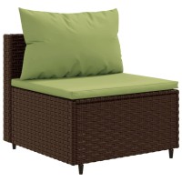vidaXL 10 Piece Patio Sofa Set with Cushions Brown Poly Rattan