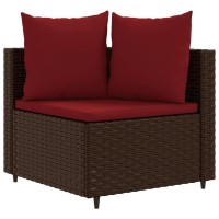vidaXL 6 Piece Patio Sofa Set with Cushions Brown Poly Rattan