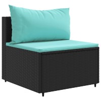 vidaXL 9 Piece Patio Sofa Set with Cushions Black Poly Rattan
