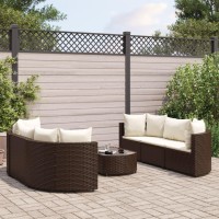 vidaXL 7 Piece Patio Sofa Set with Cushions Brown Poly Rattan