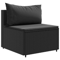 vidaXL 7 Piece Patio Sofa Set with Cushions Black Poly Rattan
