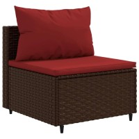 vidaXL 7 Piece Patio Sofa Set with Cushions Brown Poly Rattan