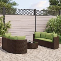 vidaXL 7 Piece Patio Sofa Set with Cushions Brown Poly Rattan