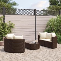 vidaXL 5 Piece Patio Sofa Set with Cushions Brown Poly Rattan