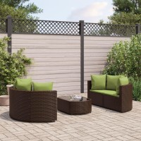 vidaXL 5 Piece Patio Sofa Set with Cushions Brown Poly Rattan