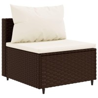 vidaXL 3 Piece Patio Sofa Set with Cushions Brown Poly Rattan