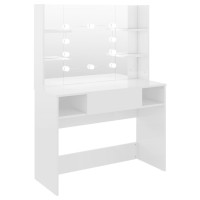 Vidaxl Makeup Table With Led Lights 39.4X15.7X53.1 Mdf Shining White
