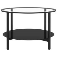 vidaXL Tea Table Black and Transparent 27.6