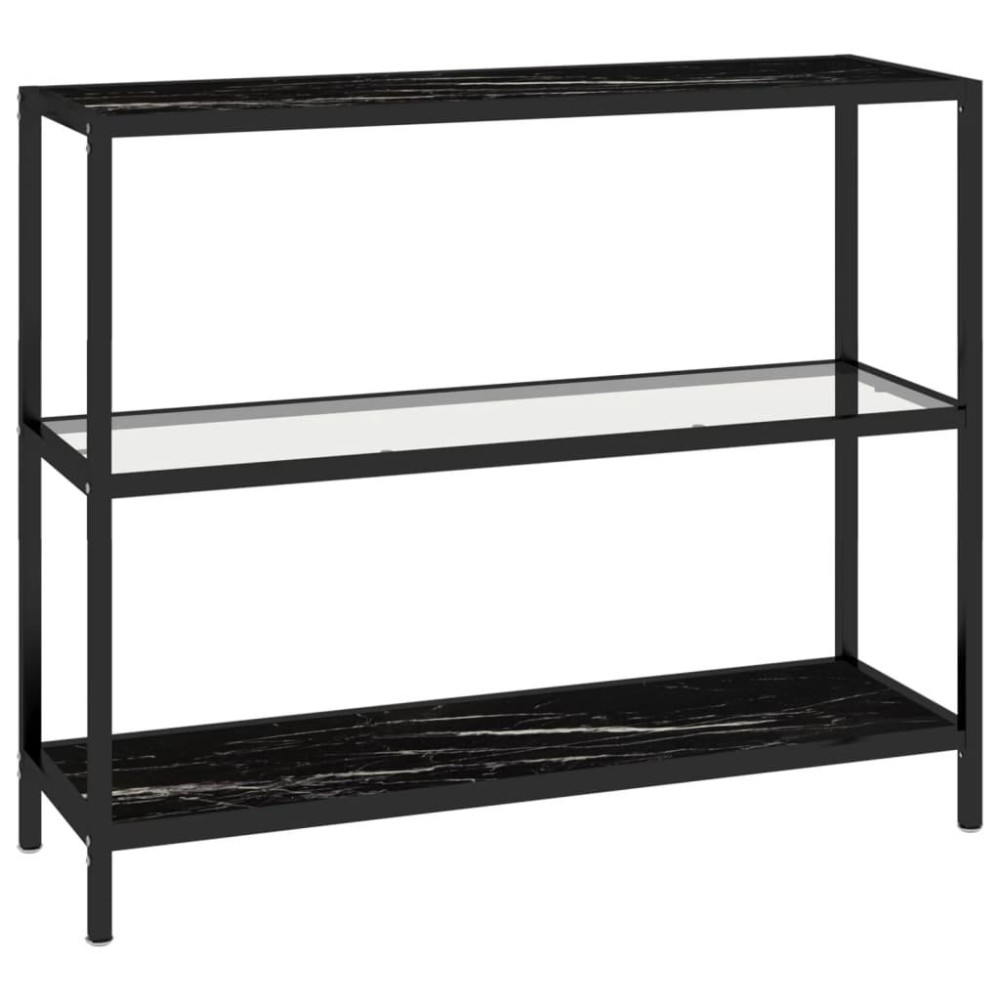 vidaXL Shelf Transparent and Black Marble 39.4