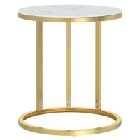 vidaXL Side Table Gold and White Marble 17.7