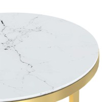 vidaXL Side Table Gold and White Marble 17.7