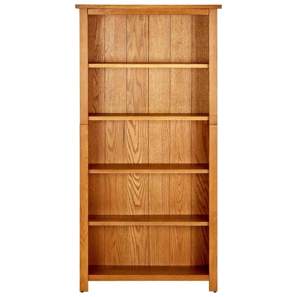 Vidaxl 5-Tier Bookcase 27.5X8.6X55.1 Solid Oak Wood