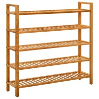 Vidaxl Shoe Rack With 5 Shelves 39.4X10.6X39.4 Solid Oak Wood