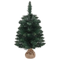 vidaXL Artificial Pre-lit Christmas Tree with Stands Green 2 ft PVC