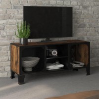 Vidaxl Tv Cabinet Rustic Brown 41.3X14.2X18.5 Metal And Mdf