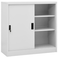 vidaXL Office Cabinet with Sliding Door Light Gray 35.4