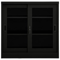 vidaXL Sliding Door Cabinet Black 35.4