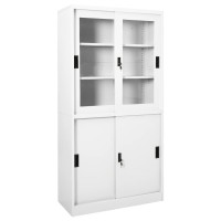 Vidaxl Office Cabinet With Sliding Door White 35.4X15.7X70.9 Steel