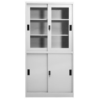 vidaXL Office Cabinet with Sliding Door Light Gray 35.4