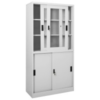 vidaXL Office Cabinet with Sliding Door Light Gray 35.4