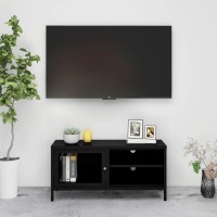 Vidaxl Tv Cabinet Black 35.4X11.8X17.3 Steel And Glass