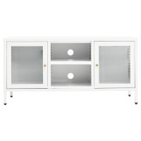 Vidaxl Tv Cabinet White 41.3X13.8X20.5 Steel And Glass