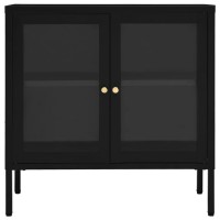 Vidaxl Sideboard Black 27.6X13.8X27.6 Steel And Glass