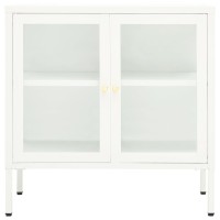 Vidaxl Sideboard White 27.6X13.8X27.6 Steel And Glass