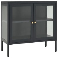 Vidaxl Sideboard Anthracite 27.6X13.8X27.6 Steel And Glass
