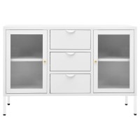 Vidaxl Sideboard White 41.3X13.8X27.6 Steel And Tempered Glass