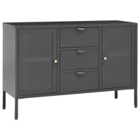 Vidaxl Sideboard Anthracite 41.3X13.8X27.6 Steel And Tempered Glass