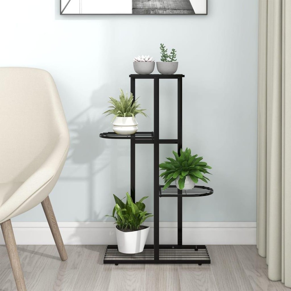 Vidaxl 4-Floor Flower Stand 16.9X8.7X29.9 Black Metal