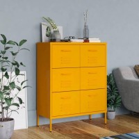 Vidaxl Drawer Cabinet Mustard Yellow 31.5X13.8X40 Steel