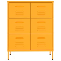 Vidaxl Drawer Cabinet Mustard Yellow 31.5X13.8X40 Steel